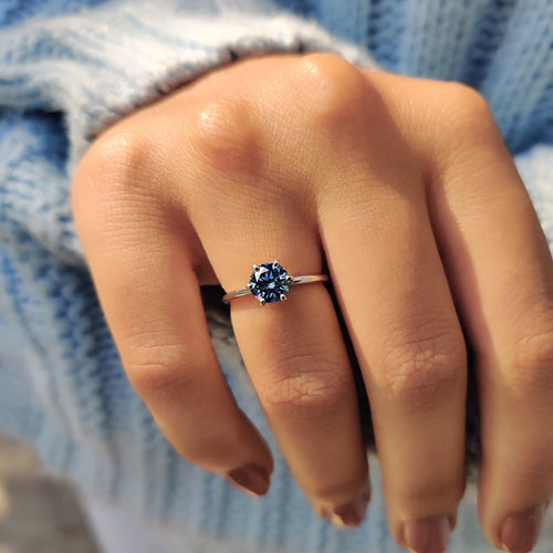 Juliette Sage - Royal Blue Ring In Simple Solitaire Style