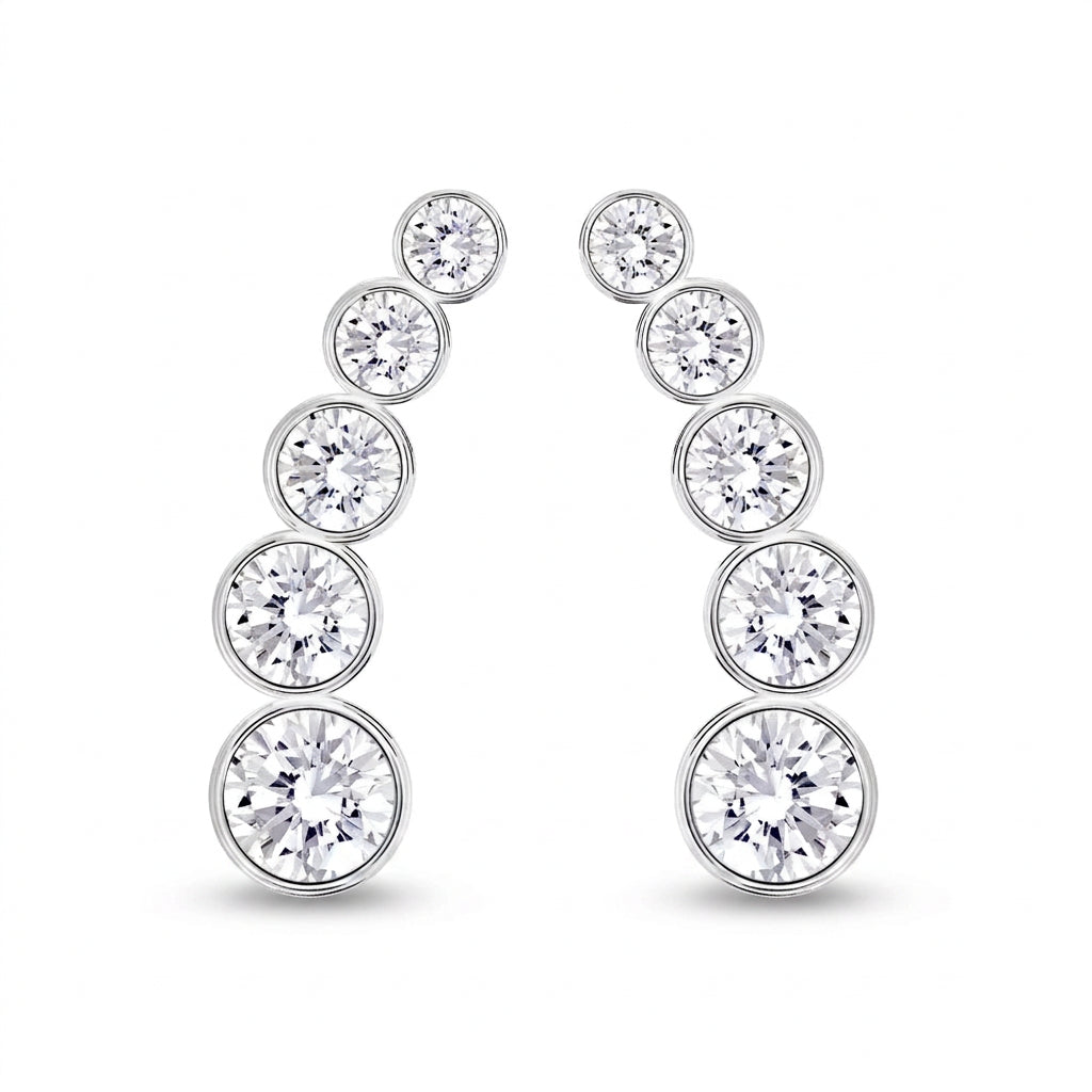 Celestia Curved Moissanite Earrings by Nura Lab in platinum plating over S925 sterling silver