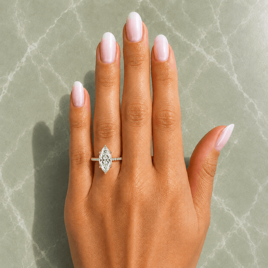 Majesty - Marquise Shape Pavé Lab Diamond Engagement Ring