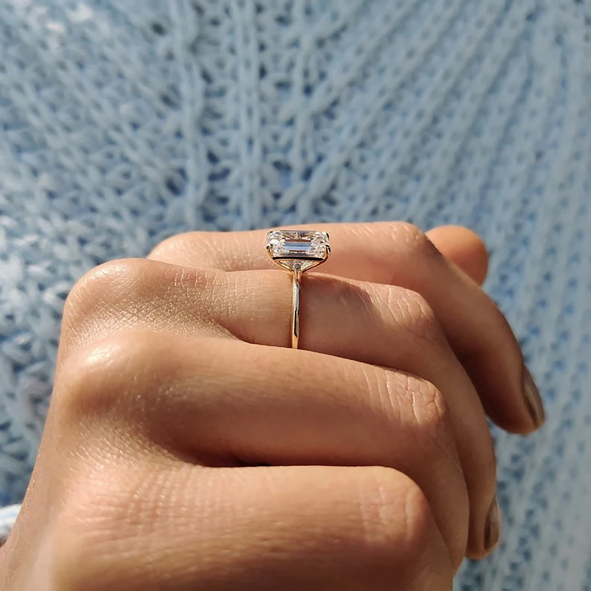 Rosamund Elise - Knife Edge Emerald Cut Solitaire Ring