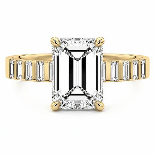 Faith -  Unique Emerald Cut Engagement Ring