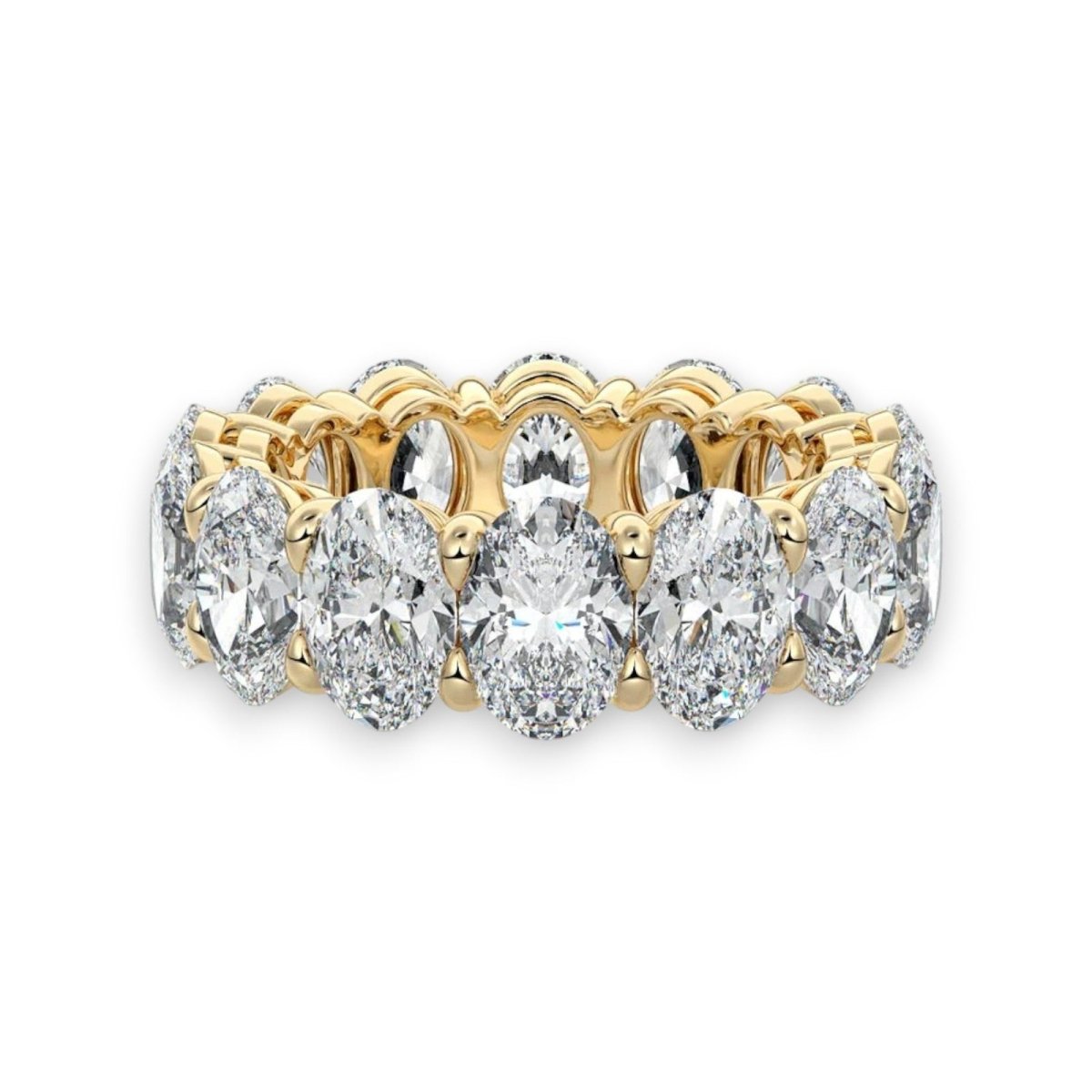 Oval cut diamond eternity wedding ring band in 18K yellow gold, white gold, or platinum – fine bridal jewelry by Nura Lab