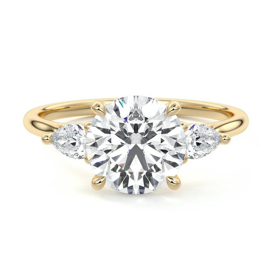 Nura Lab Round Three Stone Diamond Trilogy Engagement Ring in 18K Gold with Lab-Grown Diamonds