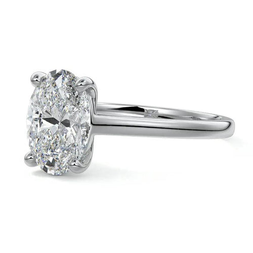 Lauren - Oval Cathedral Solitaire Lab Grown Diamond Engagement Ring Nura Lab