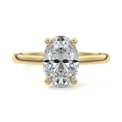 Lauren - Oval Cathedral Solitaire Lab Grown Diamond Engagement Ring Nura Lab
