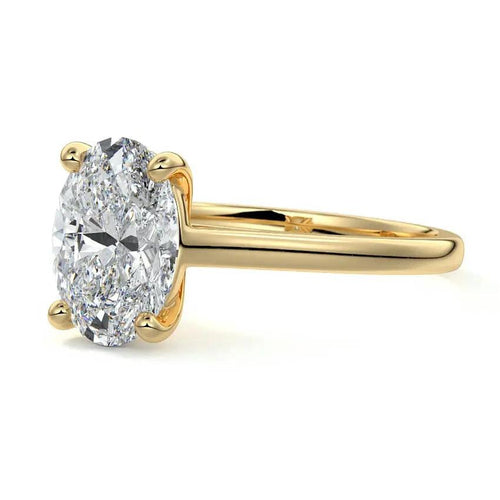 Lauren - Oval Cathedral Solitaire Lab Grown Diamond Engagement Ring Nura Lab