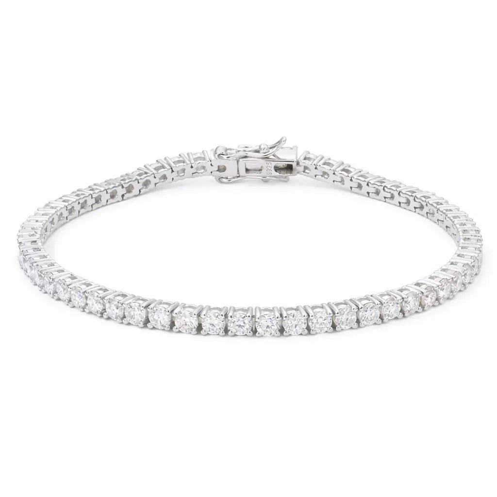 20 carat lab moissanite tennis bracelet with round cut stones in silver 925, 5mm width luxury fine jewellery