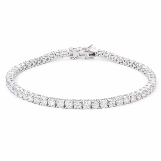 20 carat lab moissanite tennis bracelet with round cut stones in silver 925, 5mm width luxury fine jewellery