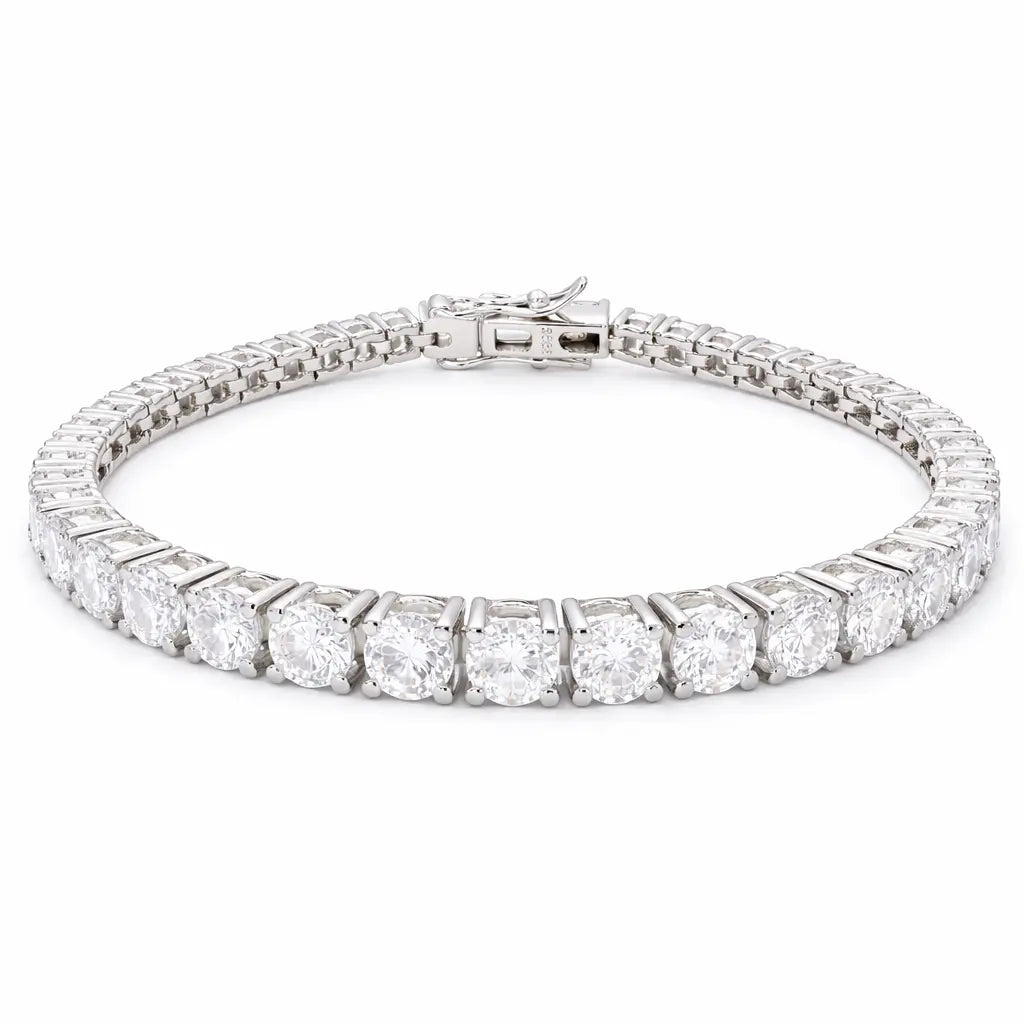 20 carat lab moissanite tennis bracelet with round cut stones in silver 925, 5mm width luxury fine jewellery