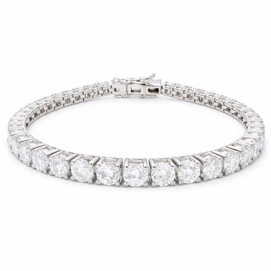 20 carat lab moissanite tennis bracelet with round cut stones in silver 925, 5mm width luxury fine jewellery