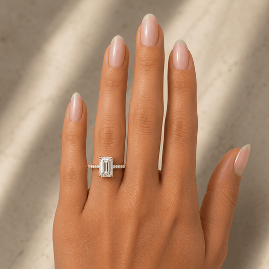 Eleanor - Emerald Cut Pavé Lab Grown Diamond Engagement Ring
