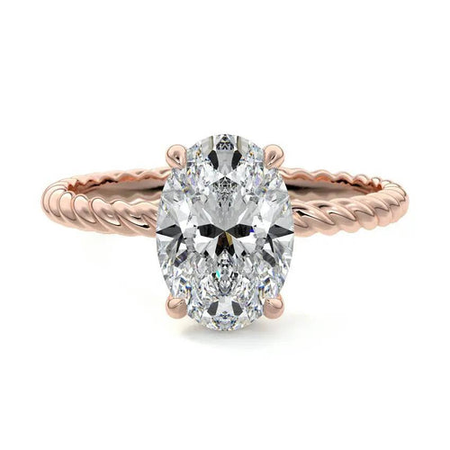 Rope twisted lab-grown diamond engagement ring in yellow and white gold – unique design handcrafted in New Zealand