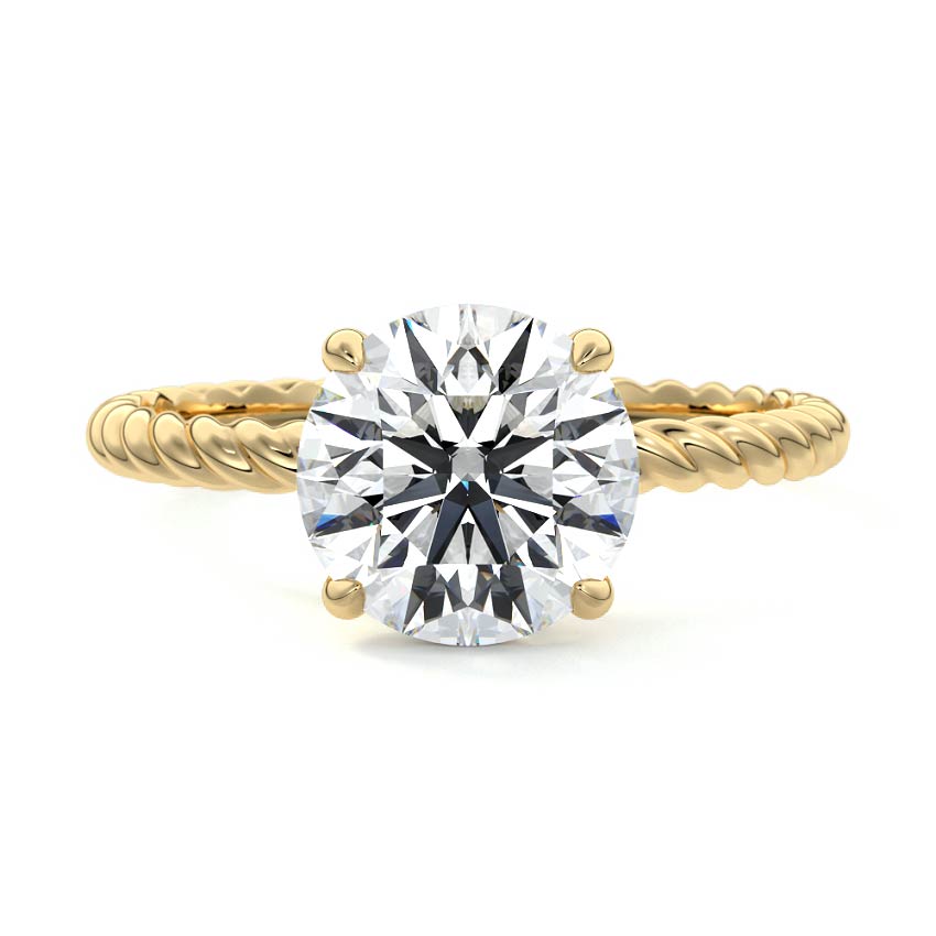 Round Brilliant Rope Twist Moissanite Ring