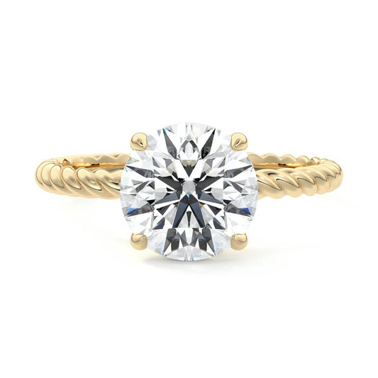 Round Brilliant Rope Twist Moissanite Ring