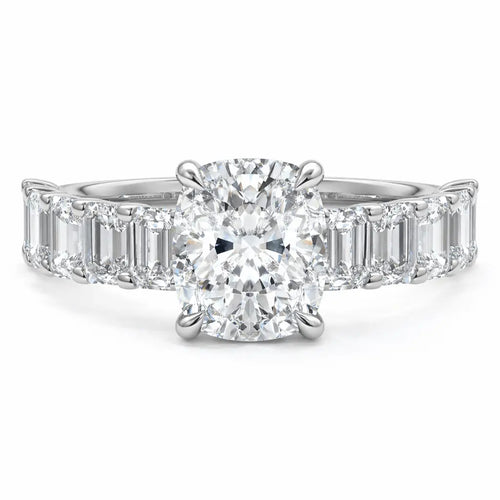 Amber - Cushion Half Eternity Lab Grown Diamond Engagement Ring Raphana Jewellery