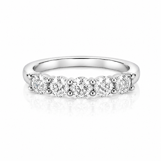 1.5 Carat Round 5-Stone Anniversary Band Ring