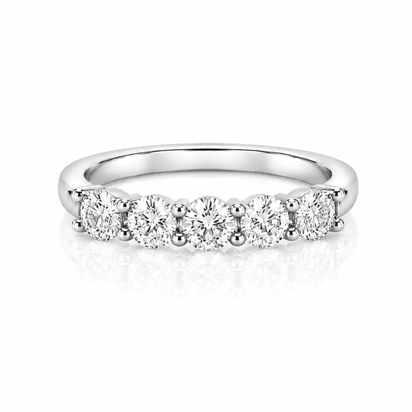 1.5 Carat Round 5-Stone Anniversary Band Ring
