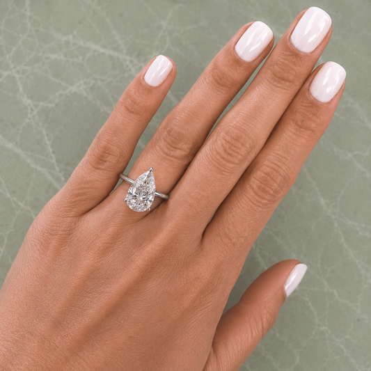 5 Carat Pear Solitaire Engagement Ring - Lab Grown Diamond in Platinum