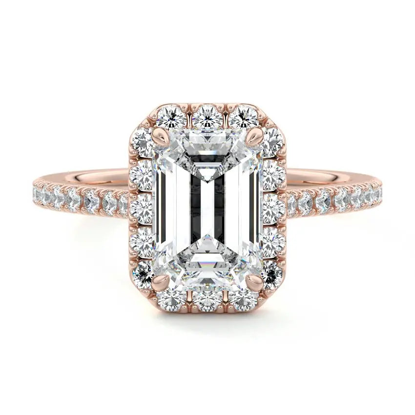 Anah - Emerald Cut Halo Engagement Ring