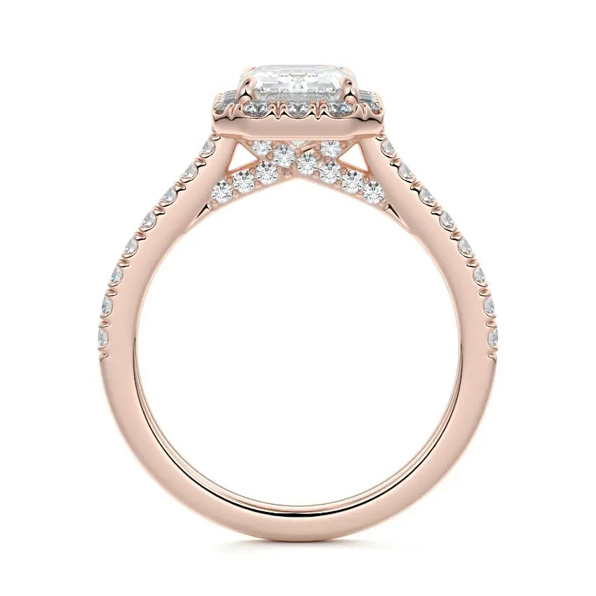 Anah - Emerald Cut Halo Engagement Ring