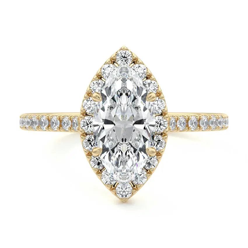 Ivy - Marquise Halo Engagement Ring 18K Gold & Platinum