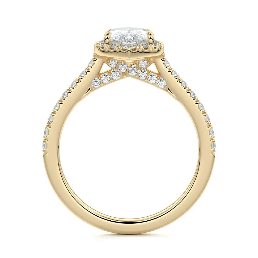 Ivy - Marquise Halo Engagement Ring 18K Gold & Platinum