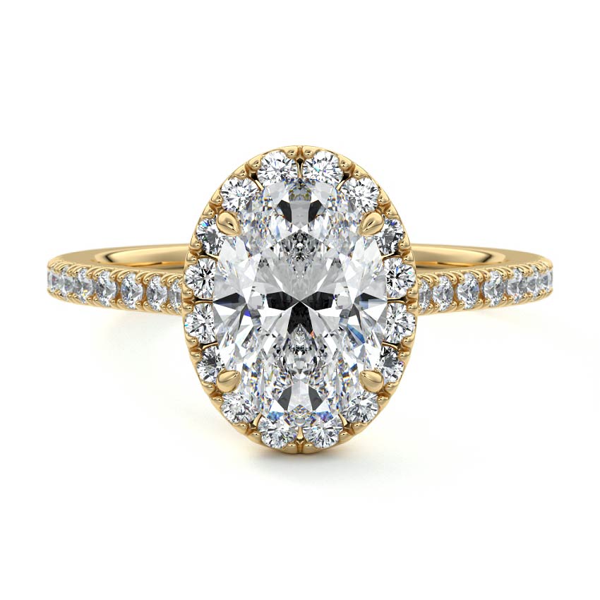 Oval Cut Halo Engagement Ring – Lab Grown Diamond in 18K Gold | Nura Lab NZ