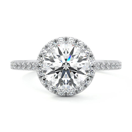 Round cut halo lab-grown engagement ring in yellow gold New Zealand