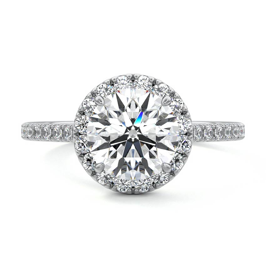 Round cut halo lab-grown engagement ring in yellow gold New Zealand