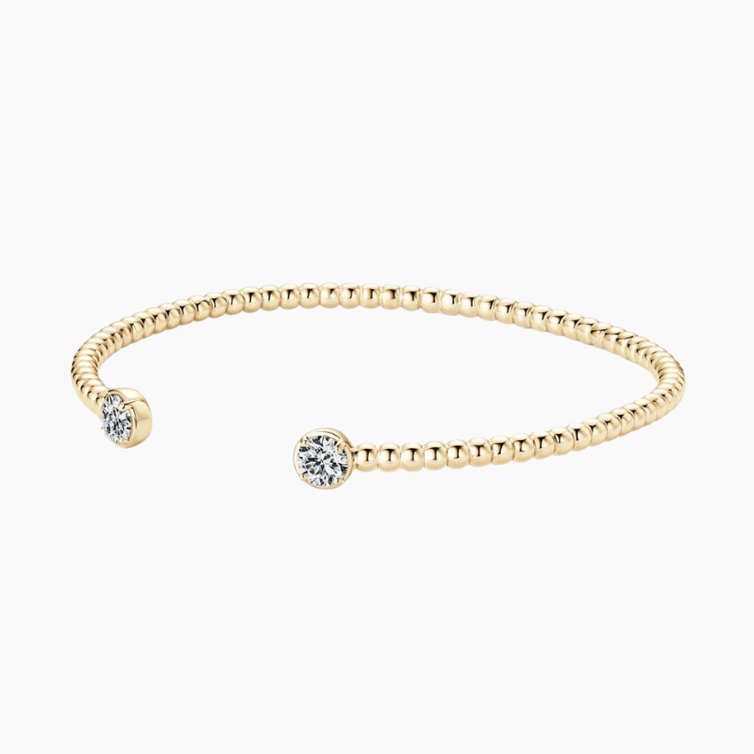 Sara Beaded Two-Stone Moissanite Bangle by Nura Lab