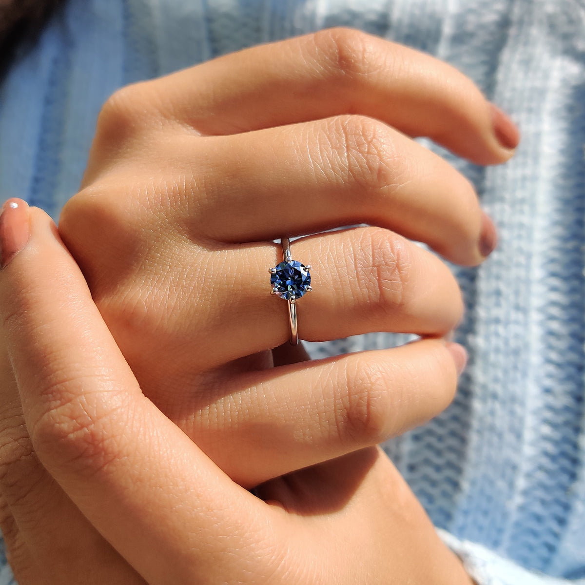 Juliette Sage - Royal Blue Ring In Simple Solitaire Style