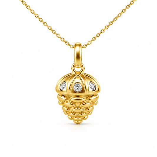 Charm - Hazelnut Pendant Lab Moissanite 14K Gold