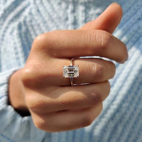 Rosamund Elise - Knife Edge Emerald Cut Solitaire Ring