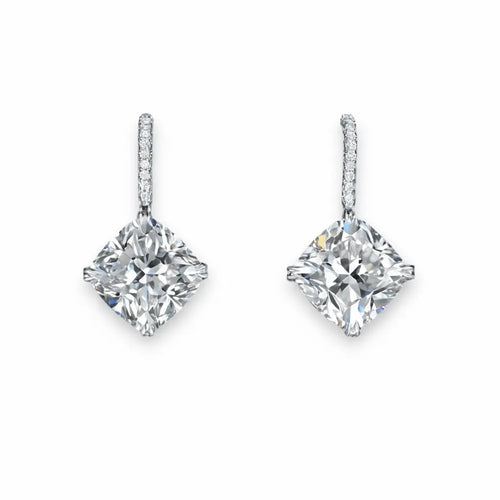 6 Carat Cushion Diamond Earrings
