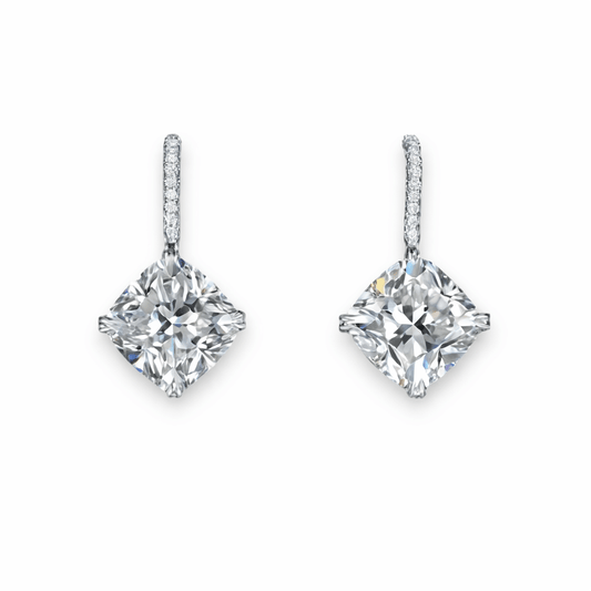 6 Carat Cushion Diamond Earrings