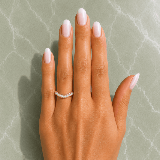 Angela - Pavé Curved Band Cut Lab Grown Diamond Wedding Ring