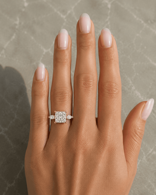 Nikki - Princess Side Stone Lab Grown Diamond Engagement Ring