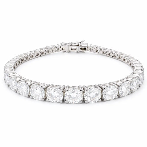 30 carat lab moissanite tennis bracelet with round cut stones in silver 925, 6.5mm width high luxury statement jewellery
