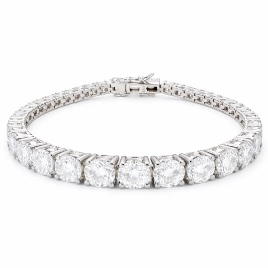 30 carat lab moissanite tennis bracelet with round cut stones in silver 925, 6.5mm width high luxury statement jewellery