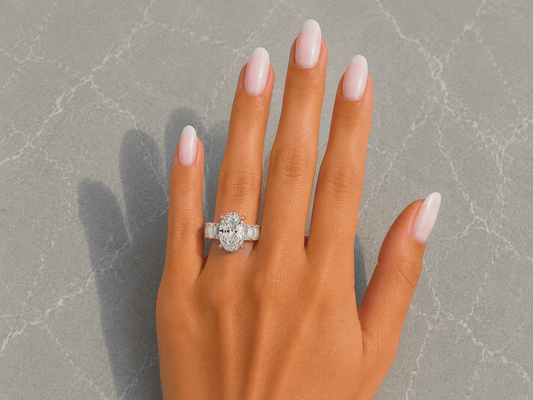 Peka - Oval Side Stone Lab Grown Diamond Engagement Ring