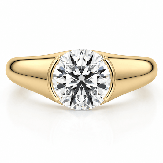 Jane - Round Brilliant Chunky Half-Bezel Lab Grown Diamond Engagement Ring