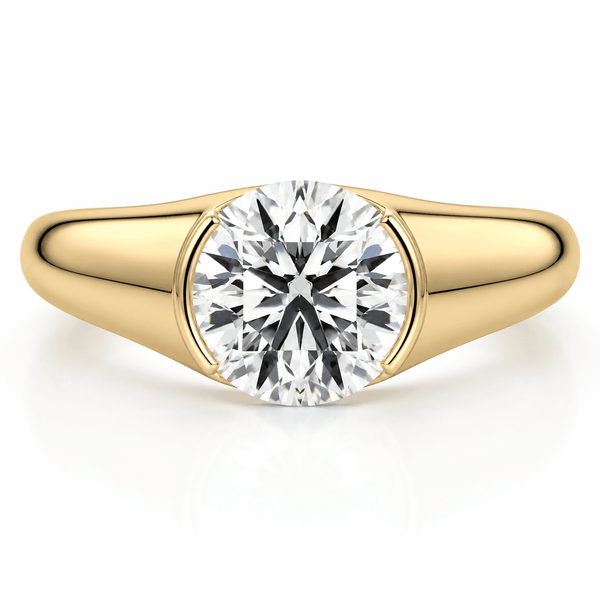 Jane - Round Brilliant Chunky Half-Bezel Lab Grown Diamond Engagement Ring