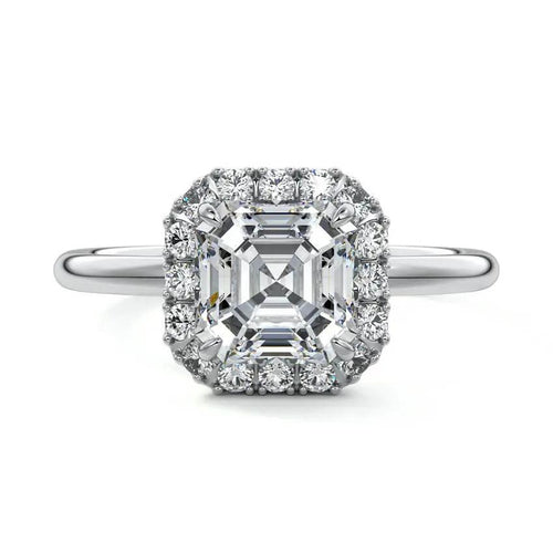 Celestial - Asscher Halo Lab Grown Diamond Engagement Ring Raphana Jewellery