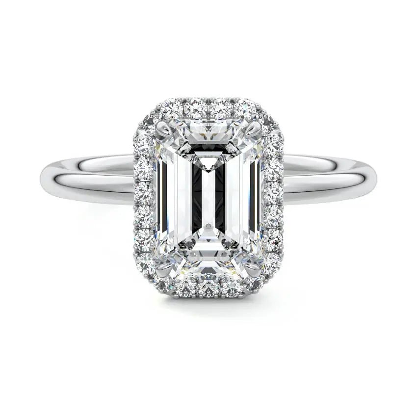 18K white  gold halo engagement ring with round brilliant cut - Cullen Auckland