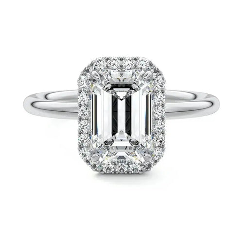 18K white  gold halo engagement ring with round brilliant cut - Cullen Auckland