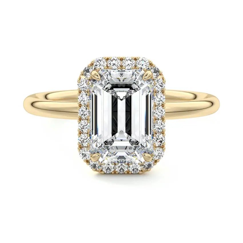 18K gold halo engagement ring with round brilliant cut - Cullen Auckland