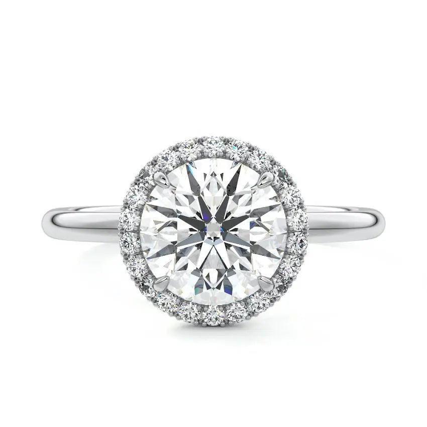Round halo engagement ring in 9K gold NZ