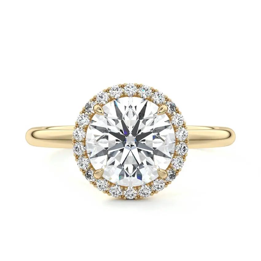 Round halo engagement ring in 9K gold NZ Cullen Perth 