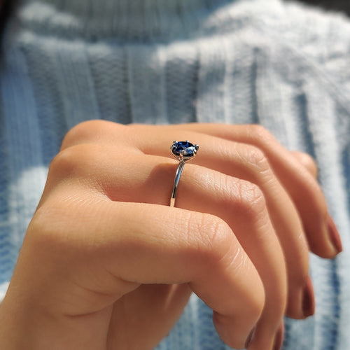 Juliette Sage - Royal Blue Ring In Simple Solitaire Style