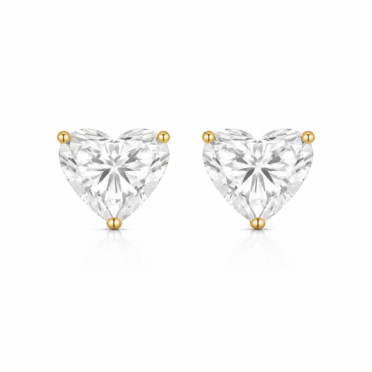 Jane - Heart Shape Stud Moissanite Earrings 14K Yellow Gold